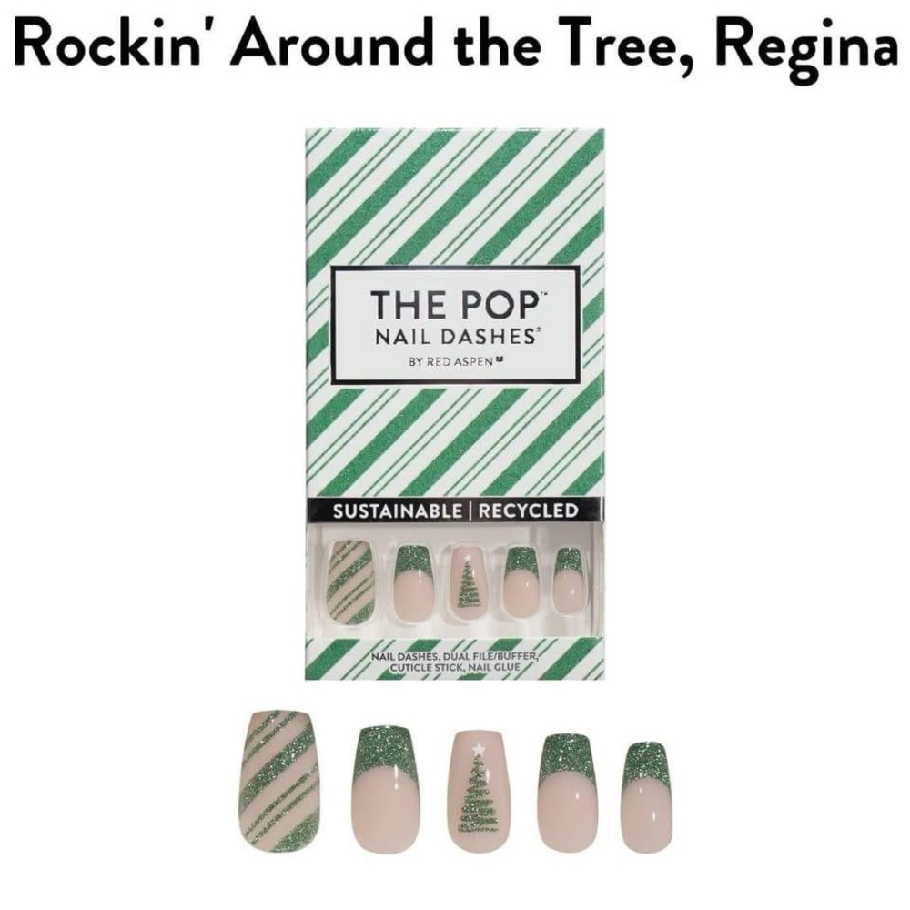 Red Aspen Nail Dashes - Rockin’ Around The Tree, Regina -  Press-On Nails